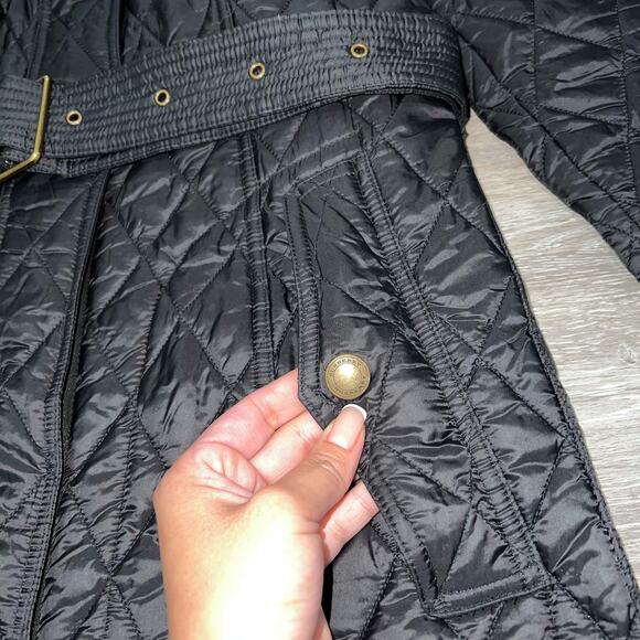 Burberry London Finsbridge Black Belted Quilted Jacket Size Medium - Picture 8 of 8